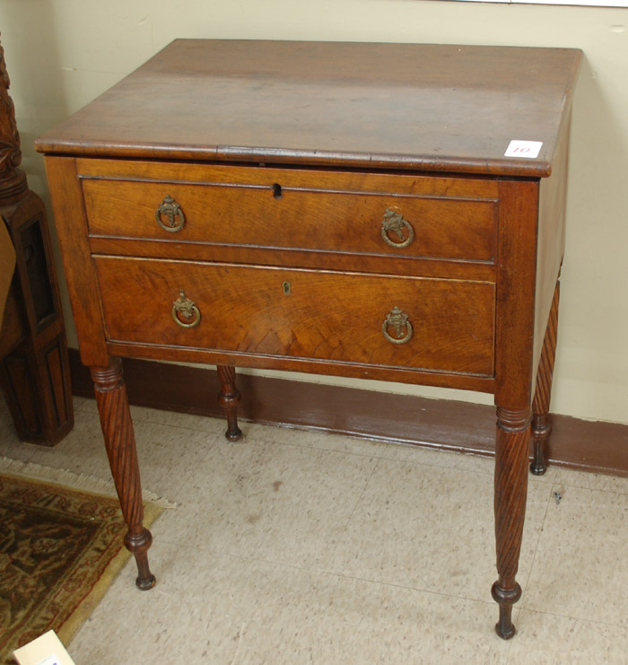 Appraisal: MAHOGANY LIFT-TOP WORK TABLE American c - having a rectangular