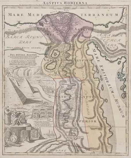 Appraisal: Homann Johann Aegyptus Hodierna engraved map with hand-colouring x mm