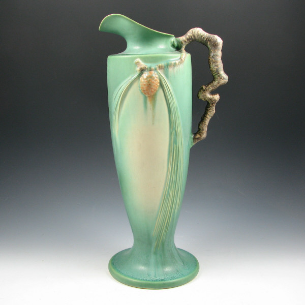 Appraisal: Roseville Pine Cone ewer in matte green with excellent glaze