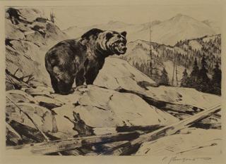 Appraisal: Silvertip by Carl Rungius Carl Rungius - Silvertip etching and