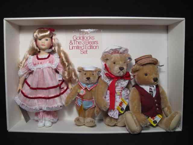 Appraisal: Goldilocks and the three bears limited edition Steiff set Suzanne