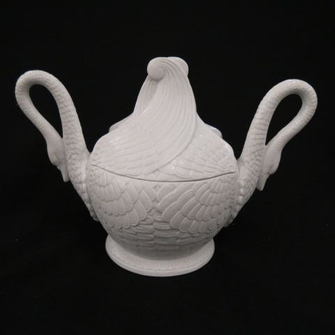 Appraisal: Figural Swan Covered Box bisque finish