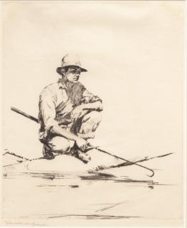 Appraisal: Frank W Benson - Man with a Gaff signed Frank