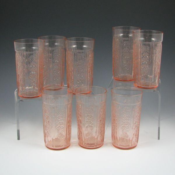 Appraisal: Eight Sharon Cabbage Rose by Federal Depression glass oz tumblers