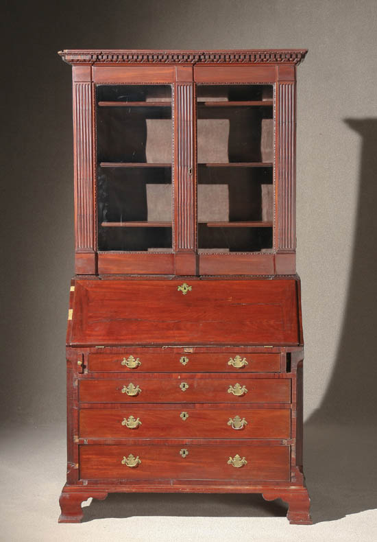 Appraisal: Lot Property of Various Owners George III Mahogany Slant-Front Bureau-Bookcase