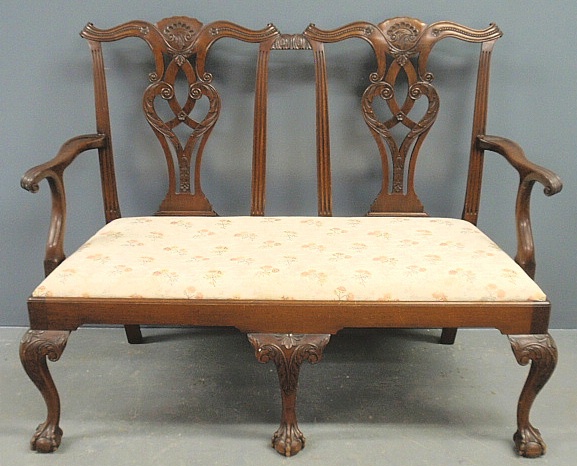 Appraisal: - Philadelphia Chippendale style Centennial mahogany settee with slip seat