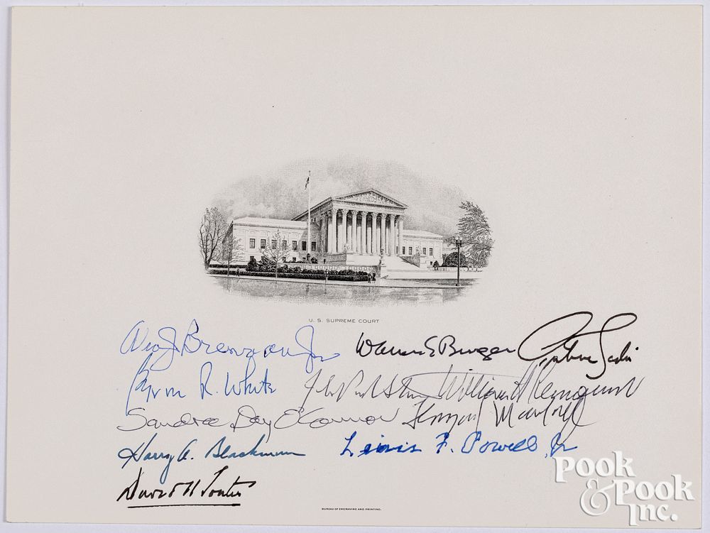 Appraisal: Supreme Court signed card by William Rehnquist Supreme Court signed