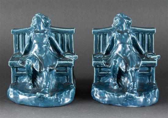 Appraisal: Pair of Rookwood art pottery figural bookends dated modeled in