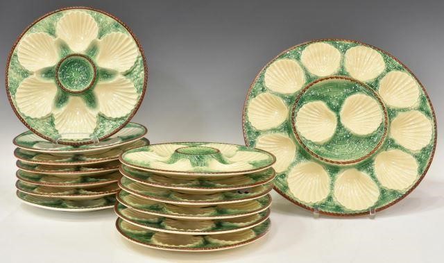 Appraisal: lot of French majolica oyster service early th c with