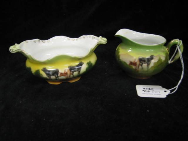 Appraisal: Royal Bayreuth Scenic Porcelain Sugar Creamer cow decor