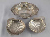 Appraisal: A pierced and embossed silver bon bon dish x cm