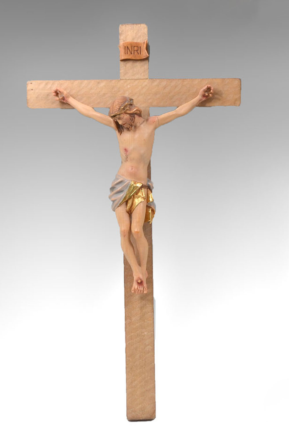 Appraisal: CARVED AND PAINTED WOODEN CRUCIFIX '''' Christ nailed to the