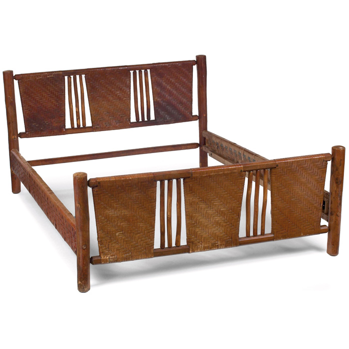 Appraisal: Old Hickory bed full-size with woven splint and twig construction