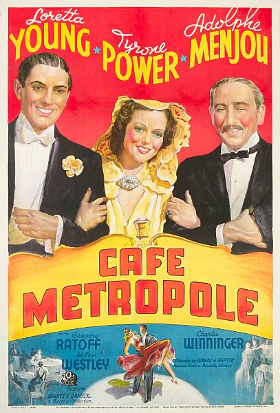 Appraisal: Cafe Metropole th Century Fox one-sheet condition A- linen-backed x