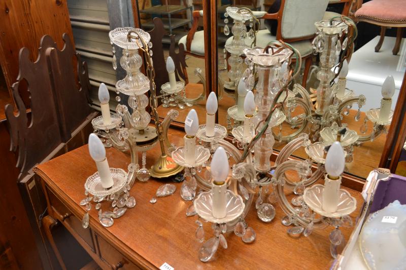 Appraisal: A FIVE BRANCH CHANDELIER AND ANOTHER THREE BRANCHE CHANDELIER A