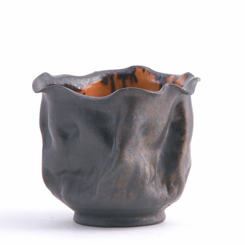 Appraisal: GEORGE OHR Pinched notched and folded vessel with scalloped rim