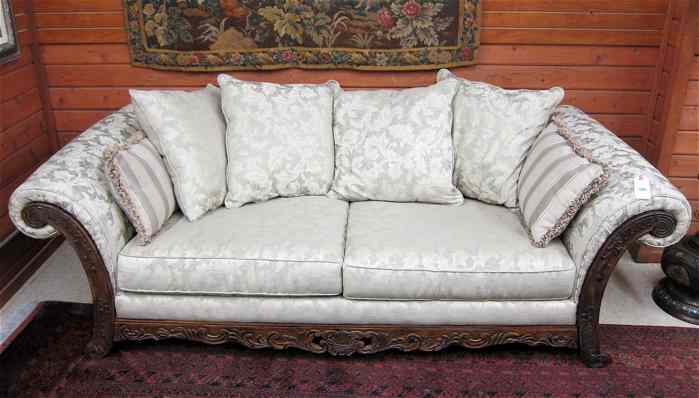 Appraisal: TRADITIONAL STYLE SCROLL-ARM SOFA Karpen Furniture Co recent production having