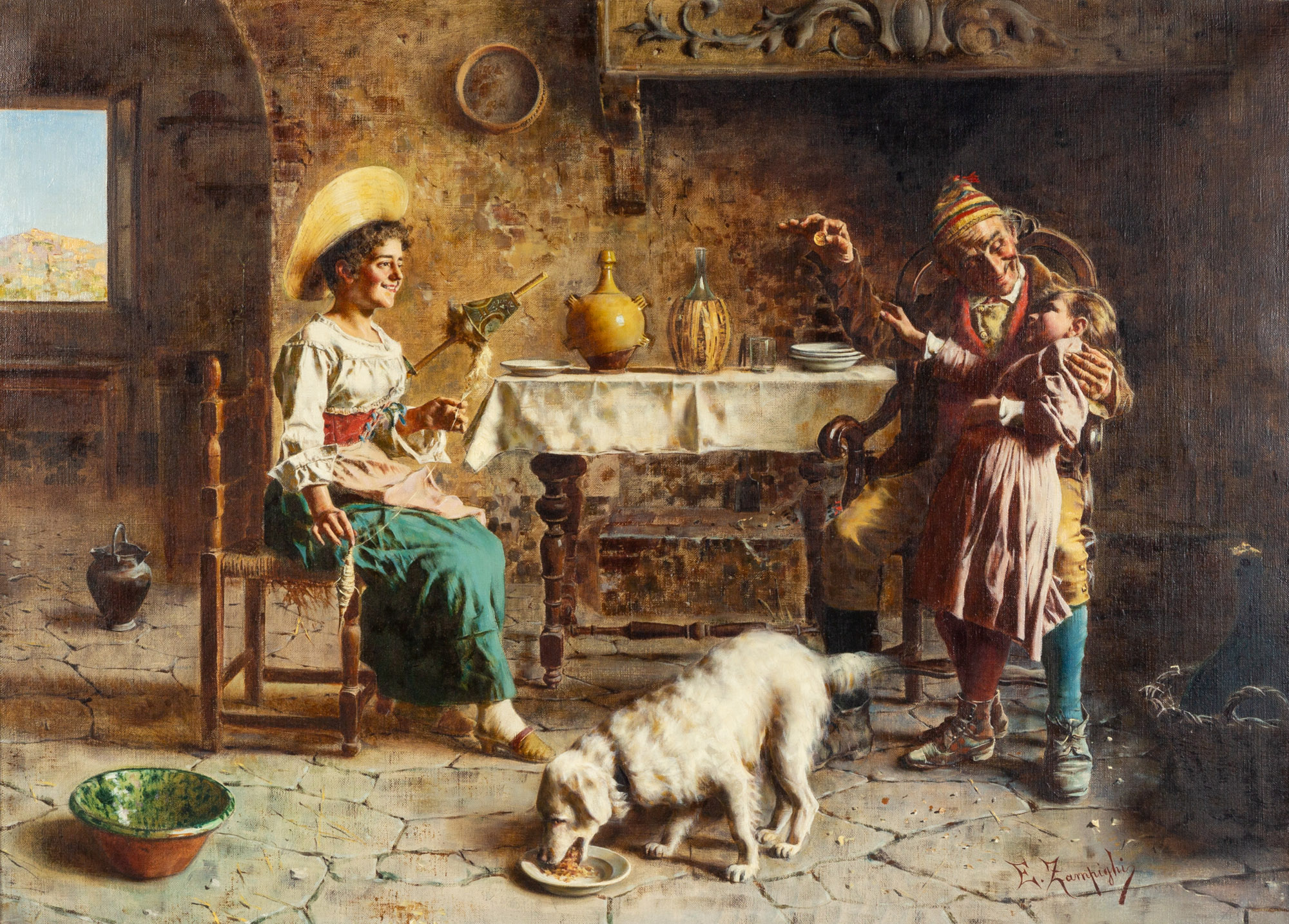 Appraisal: EUGENIO ZAMPIGHI ITALIAN - Oil on canvas Signed 'E Zampighi'