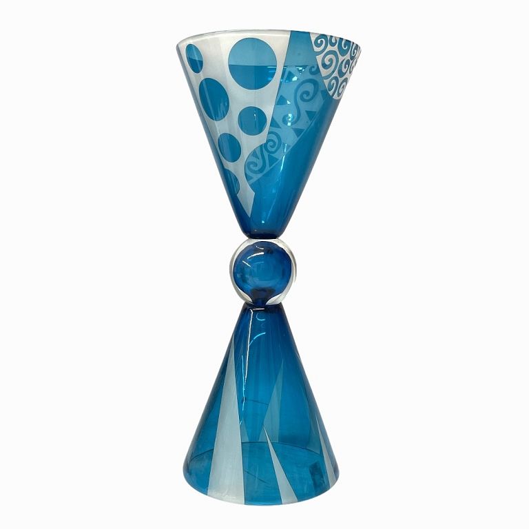 Appraisal: Gustavo Santana Tall Vase Blue White Gustavo Santana Tall Vase