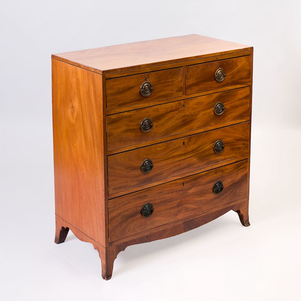 Appraisal: George III Mahogany Boxwood and Ebony Inlaid Tall Chest of