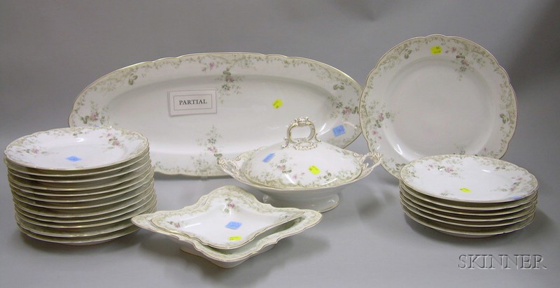 Appraisal: Twenty-five Piece European Transfer Floral Decorated Porcelain Partial Dinner Service