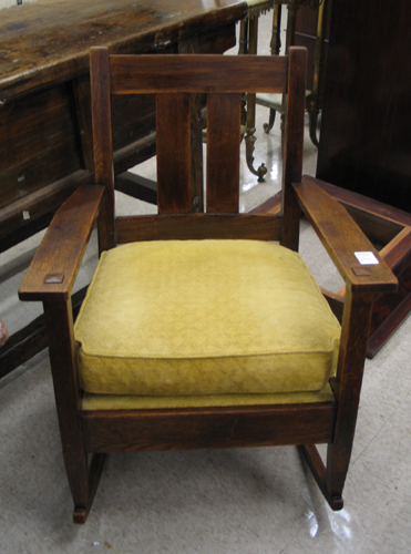 Appraisal: CRAFTSMAN OAK ROCKER American Arts Crafts period c having a