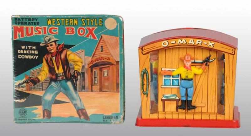 Appraisal: Tin Western-Style Music Box Battery-Operated Toy Description Japanese Working Made