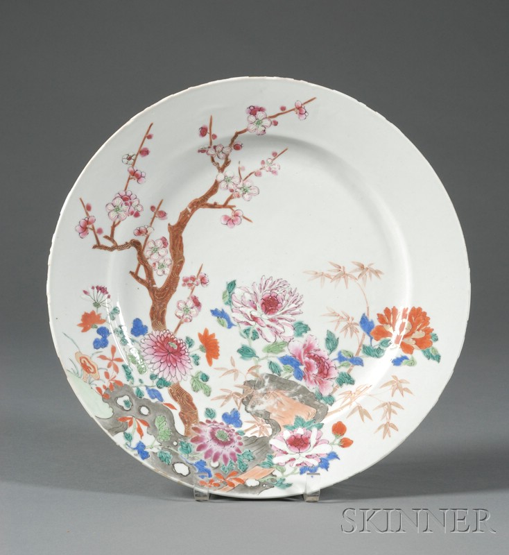 Appraisal: Porcelain Plate China th century famille rose decoration of flowering