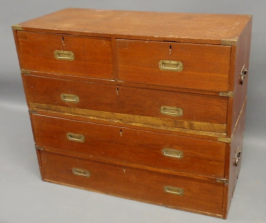 Appraisal: Camphor wood seaman s chest with two sections and brass