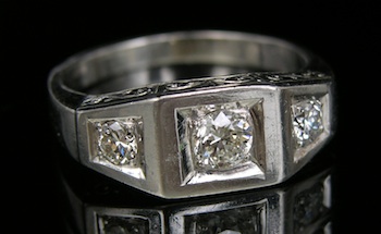 Appraisal: A Three Diamond White Gold Ring k white gold ring