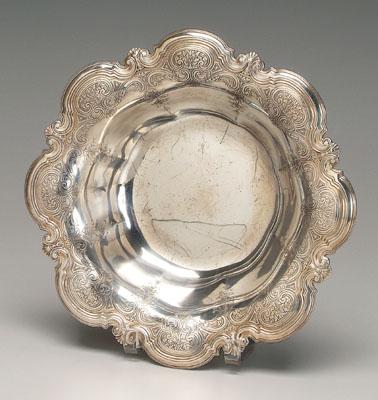 Appraisal: Tiffany sterling bowl scalloped border with scroll shell and cut-back