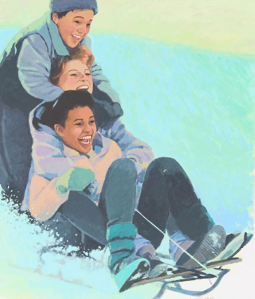 Appraisal: Lois Hatcher B Children Sledding W C Lois Hatcher American