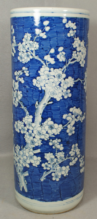 Appraisal: Chinese porcelain blue and white umbrella jar Prunus pattern approx