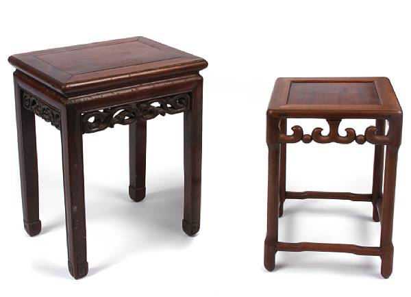 Appraisal: Two Chinese hardwood nesting tables height of tallest in width