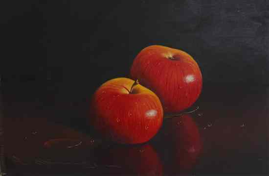 Appraisal: L Mullinger th century Apples oil on canvas signed L