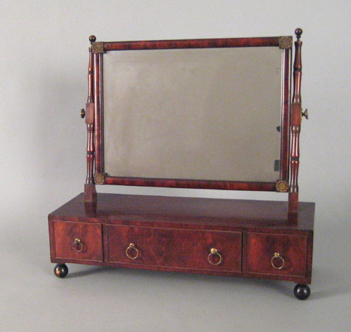 Appraisal: Federal mahogany shaving mirror early th c with three drawers