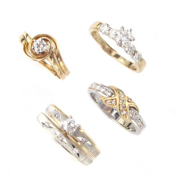 Appraisal: A collection of diamond and gold rings twenty-eight rings set