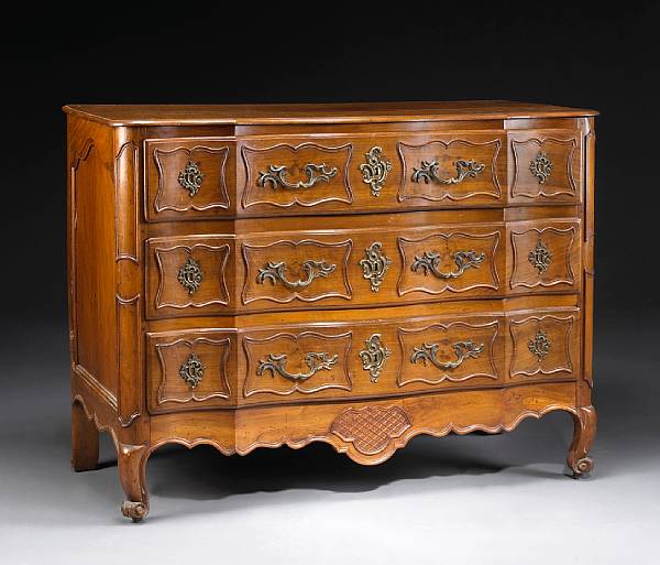 Appraisal: A Louis XV walnut commode mid th century The rectangular