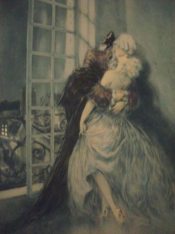 Appraisal: ICART Louis Color Etching The Lovers Pencil signed and numbered