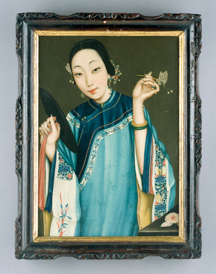 Appraisal: CHINA TRADE PORTRAIT OF A CHINESE WOMAN IN BLUE ROBES