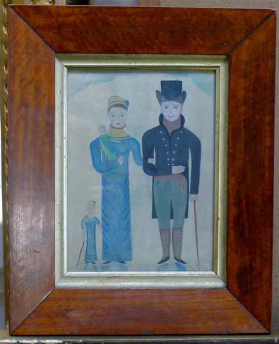 Appraisal: An early th century English naive watercolour of a married