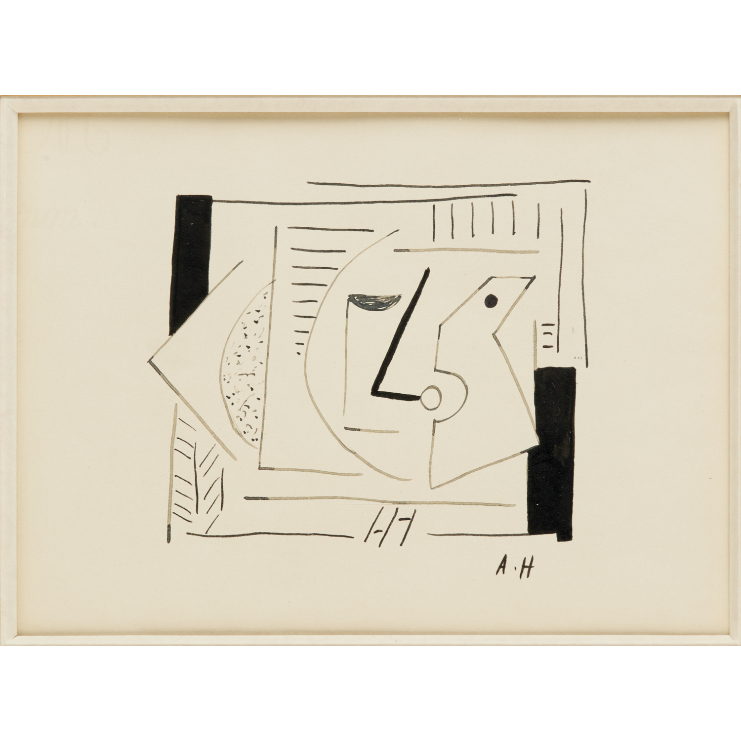 Appraisal: ANTONIO HUBERTI ATTRIB CUBIST DRAWING Attributed to Antonio Huberti French