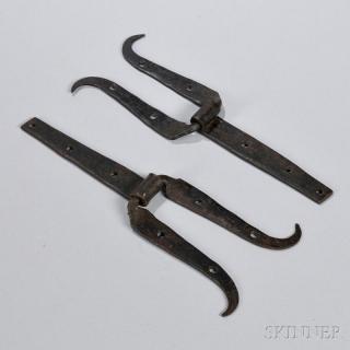 Appraisal: Pair of Wrought Iron Tulip Hinges southeastern Pennsylvania c wd