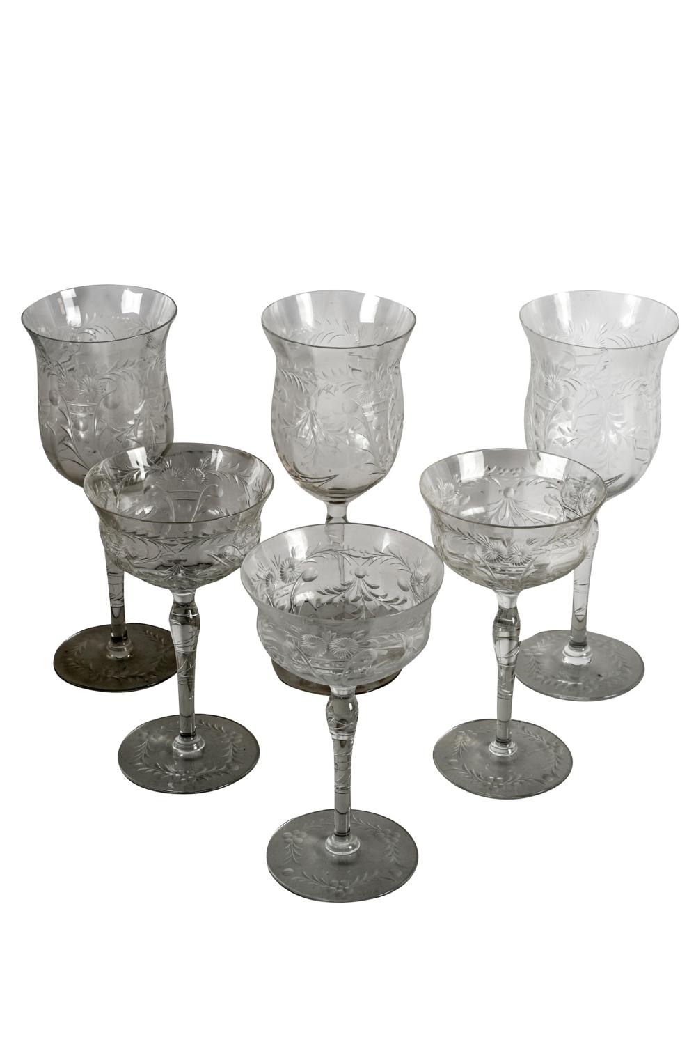 Appraisal: COLLECTION OF PRESSED GLASS STEMWAREunsigned comprising coupes inches high and