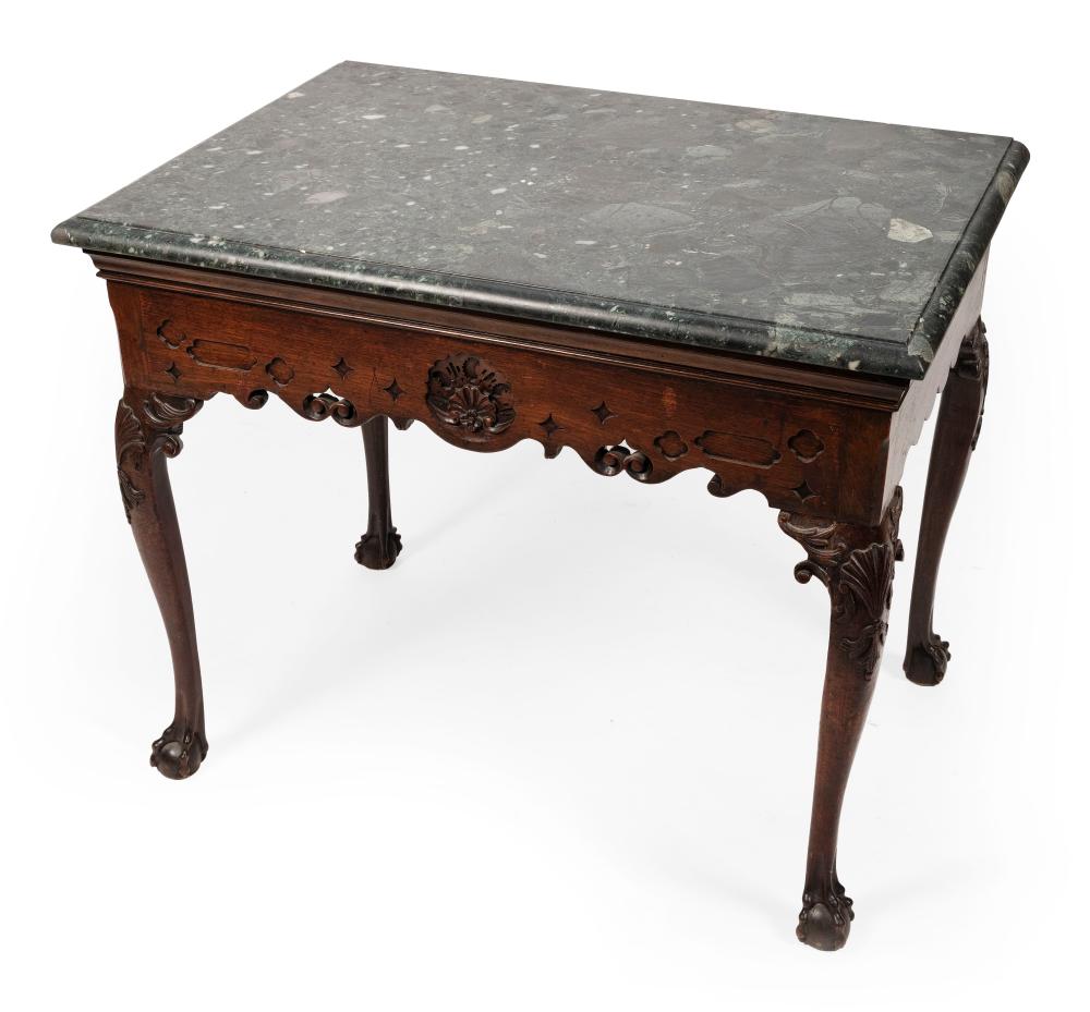 Appraisal: IRISH MARBLE-TOP CONSOLE TABLE LAST HALF OF THE TH CENTURY