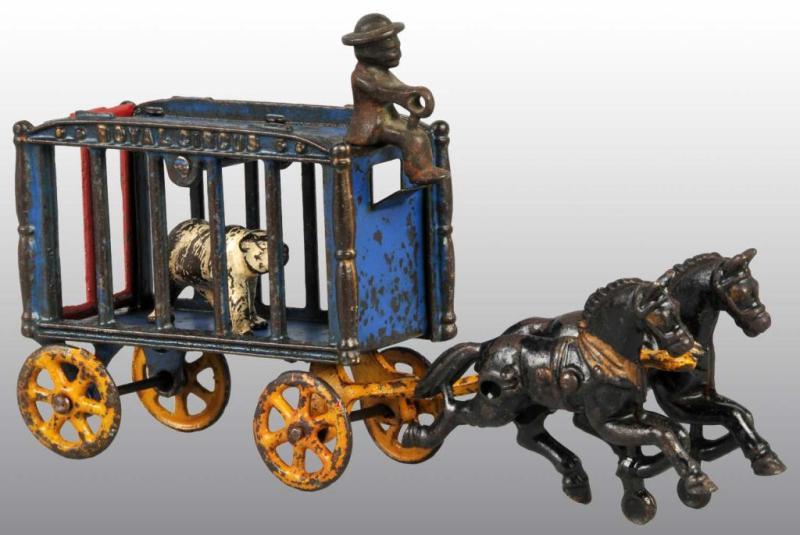 Appraisal: Cast Iron -Horse Royal Circus Wagon Toy Description Blue cage