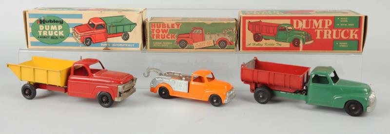 Appraisal: Lot of Hubley Metal Trucks with Boxes Includes a dump