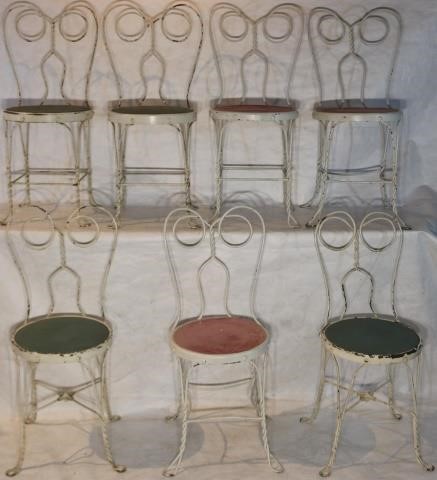 Appraisal: ICE CREAM PARLOR CHAIRS S WHITE PAINT ALMOST MATCHING TO