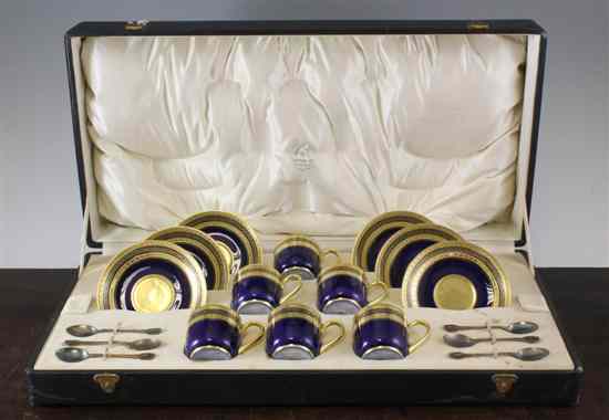 Appraisal: A cased Limoges porcelain coffee set c retailed by Mappin