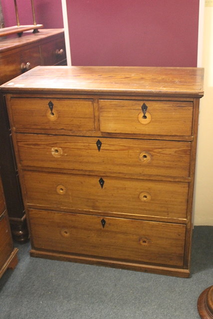 Appraisal: A VICTORIAN PITCH PINE STRAIGHT FRONT CHEST of two short